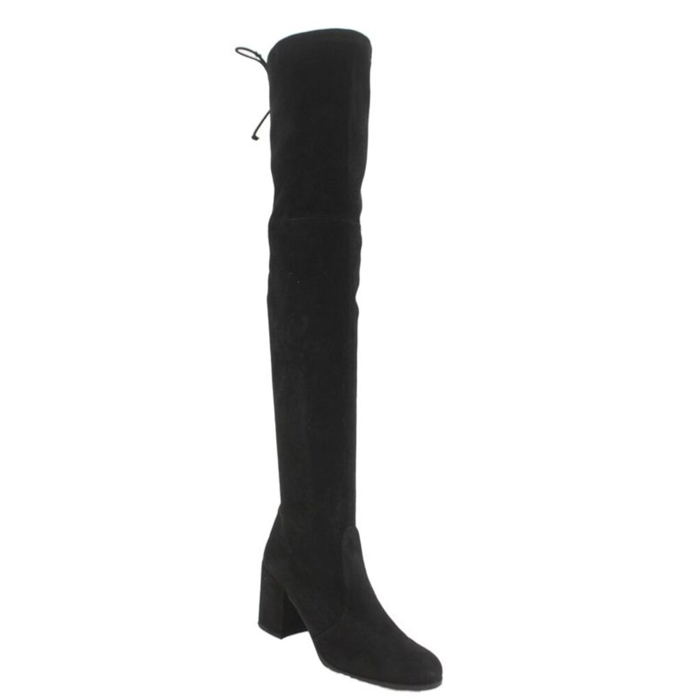Stuart Weitzman Womens Suede Tie Detail Over Knee Boots Shoes Black Size 7.5M